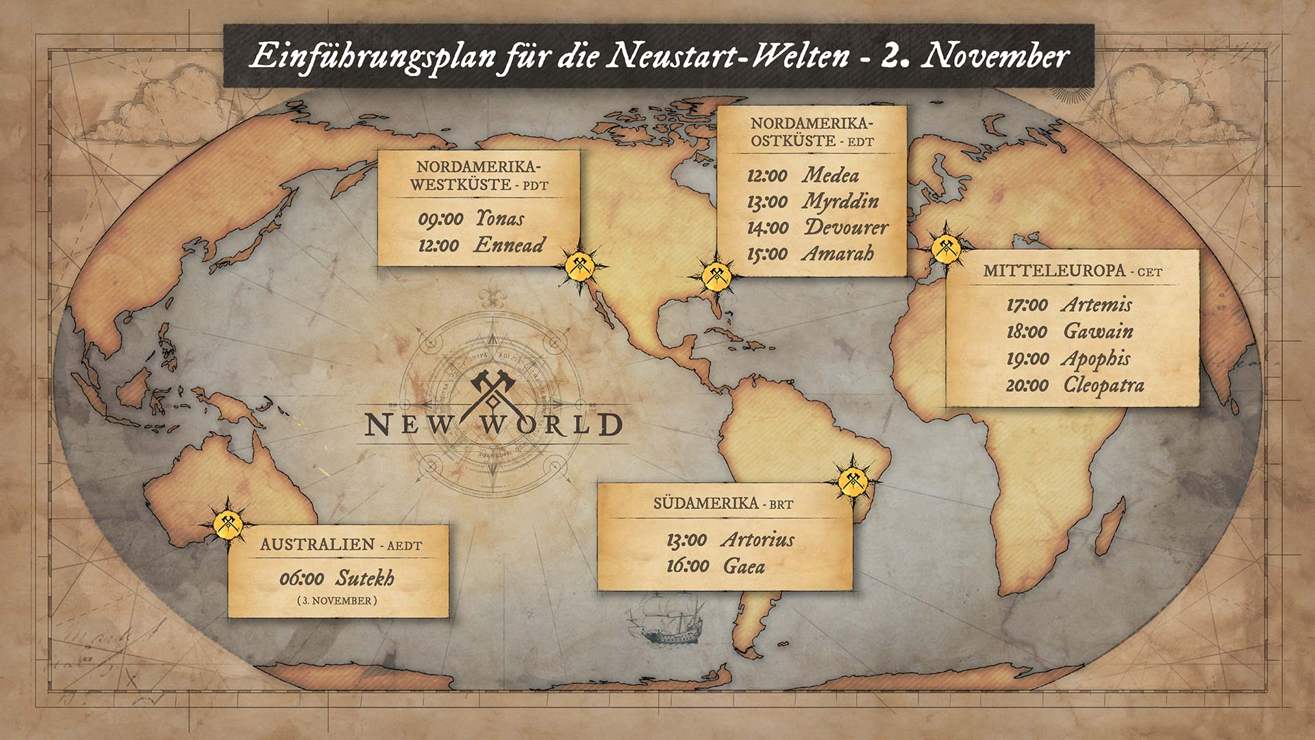 Zeitplan für die neuen Spielwelten von New World