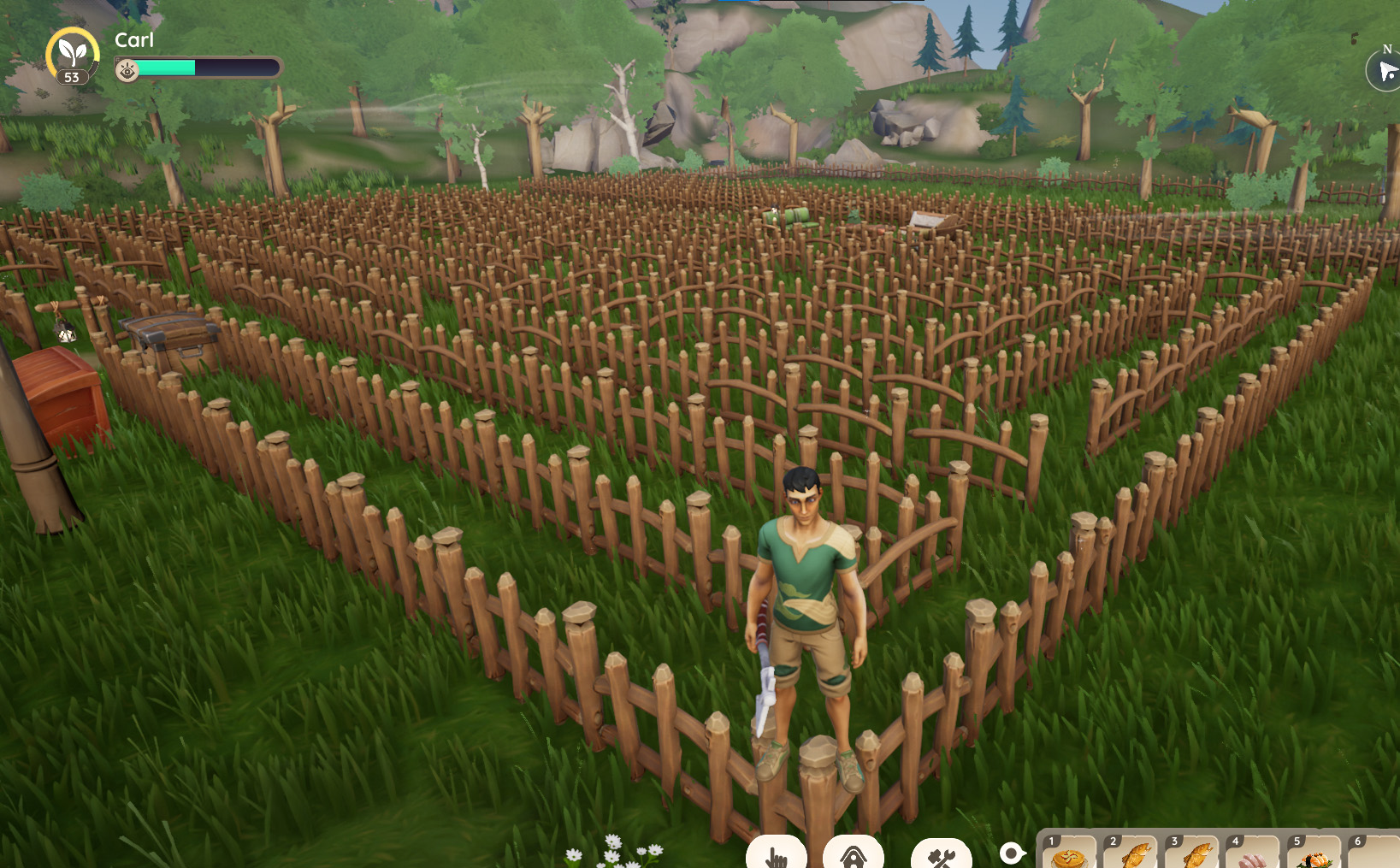 Ein Labyrinth aus Holzzäunen